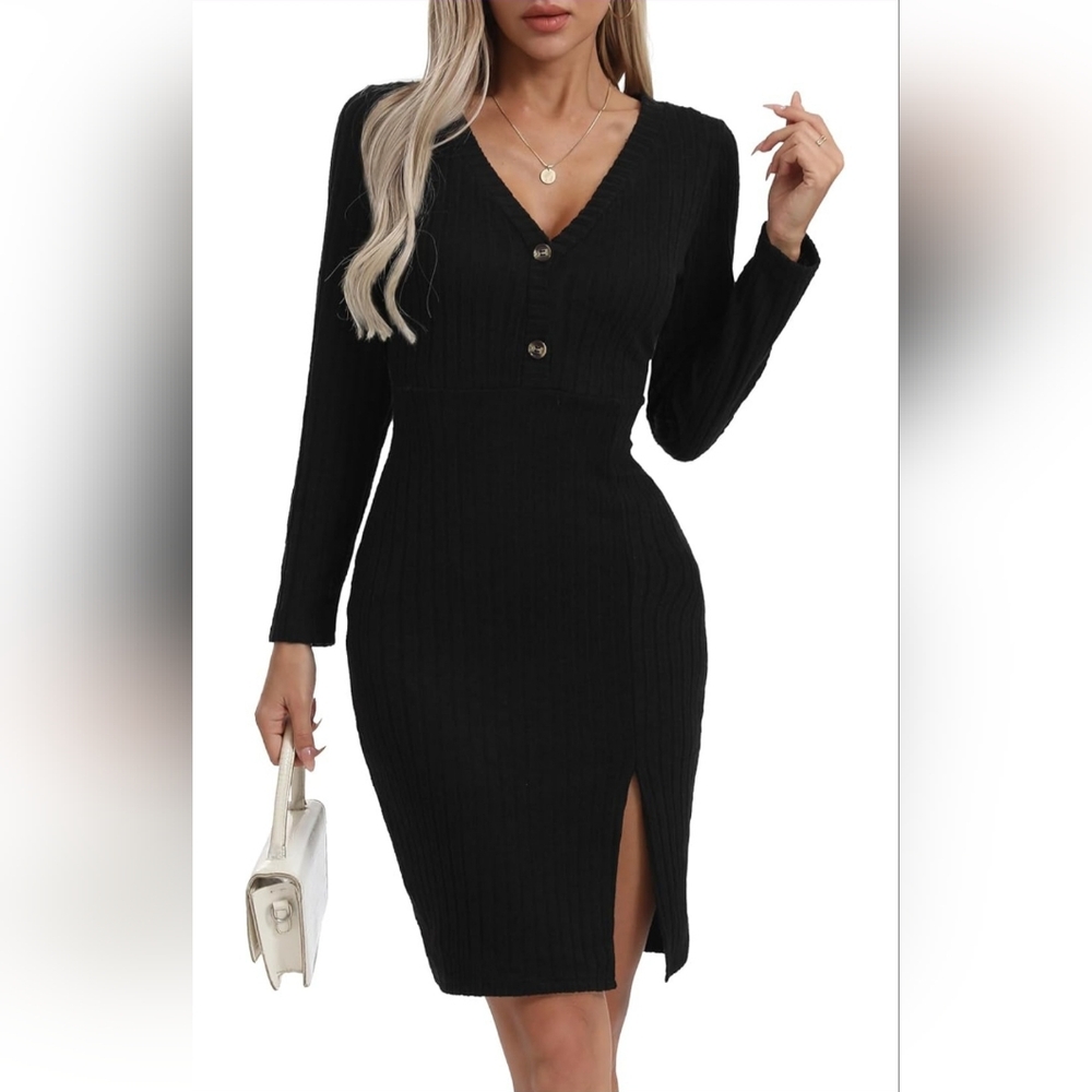 Black Sweater Long Sleeve Dress